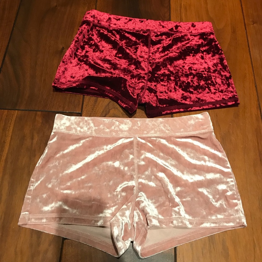 Red or pink. Velvet booty shorts. Fitted